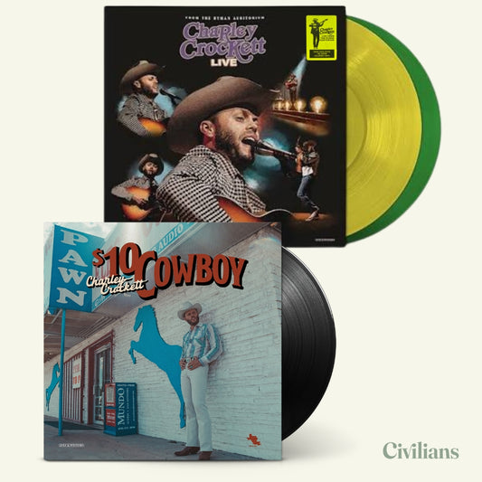 Charley Crockett Bundle - Live from the Ryman (180g 'Stained Glass' Vinyl) + $10 Cowboy (Vinyl)